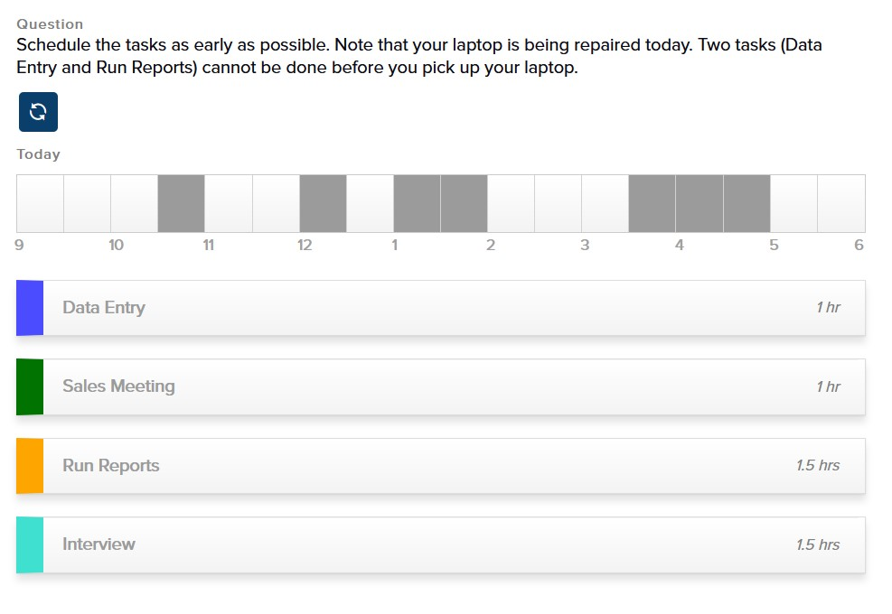 SHL Deductive Schedule Task Question